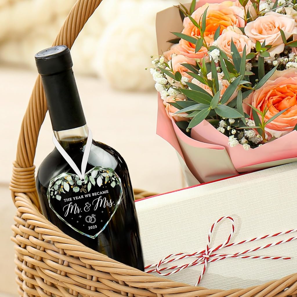 PATPAT® Gifts for Couples 2025 - Mr and Mrs Gifts - Gift Ideas for Newly Wed Couple, Bride, Bridal Shower, Future Mr & Mrs - Just Married Glass Ornament 2025, 1st Married Decorations PATPAT® Gifts for Couples 2025 - Mr and Mrs Gifts - Gift Ideas for Newly Wed Couple, Bride, Bridal Shower, Future Mr & Mrs - Just Married Glass Ornament 2025, 1st Married Decorations